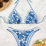 Bikini komplet s halterjem in vzorcem paisley