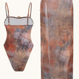 Set za plavanje s tie-dye halterjem in kovinskimi detajli