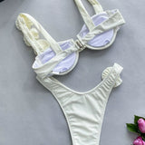 3D Cvet Off Shoulder Trak Bikini Set