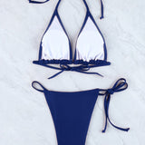 Halter z vezanjem na straneh Seksi Bikini Set