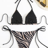 Halter Zebra Print Triangularni Bikini Set