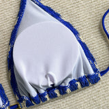Črtaste Halter Vezeni Hlače Tri Delni Kopalni Set