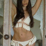 Boho Kvačkana Fringed Dva Kosa Bikinija