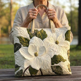 Artisanal Quilted Sack - Elegant White Lily