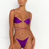 Zavezan Trden Halter Bikini Set