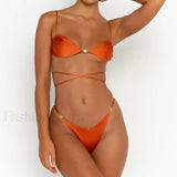 Zavezan Trden Halter Bikini Set